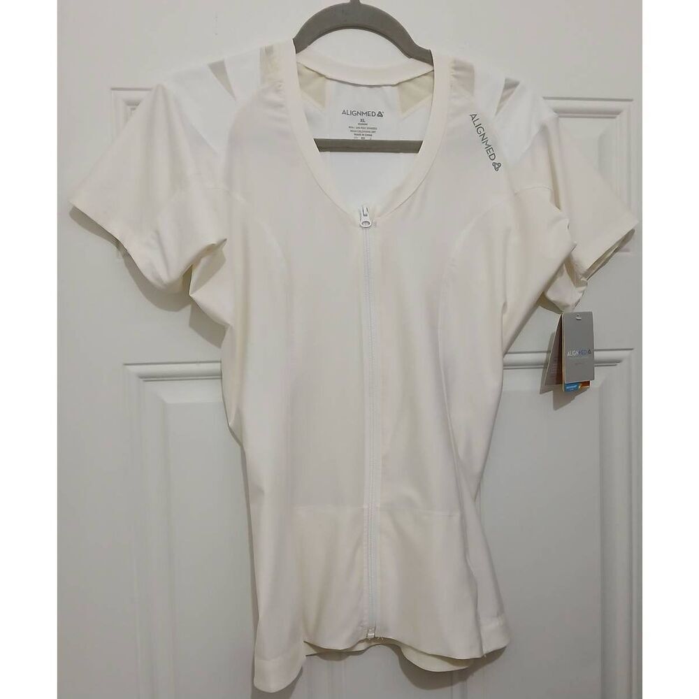 Alignmed womens xl off white posture correcting off white shirt full zip